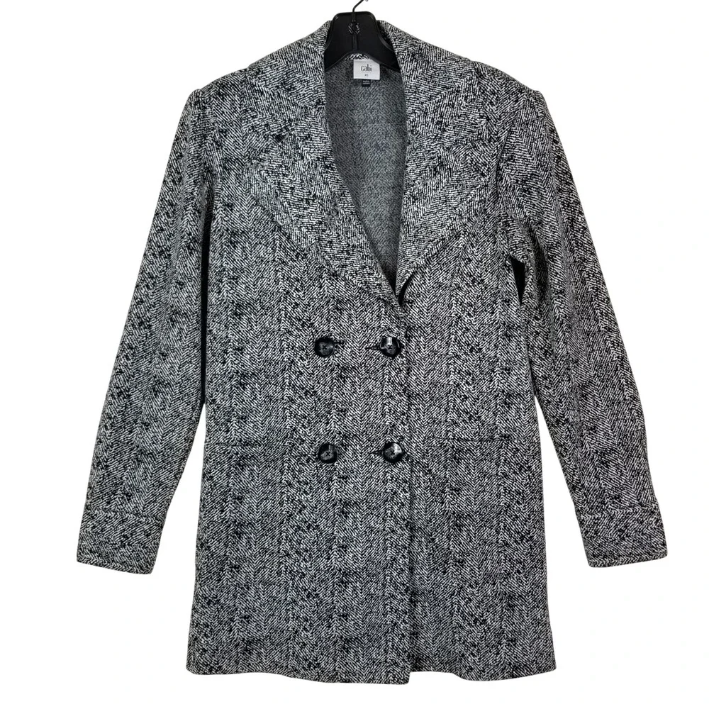 Cabi Herringbone Topper Jacket Black White Double Breasted Blazer 4294 Womens XS